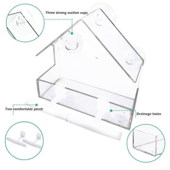 Bird Feeder Bird House for Outdoor Window Wild Birds, Cardinal, Bluebird - Picture 3 of 6